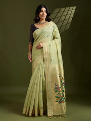 Soft Muga Cotton Paithani Saree