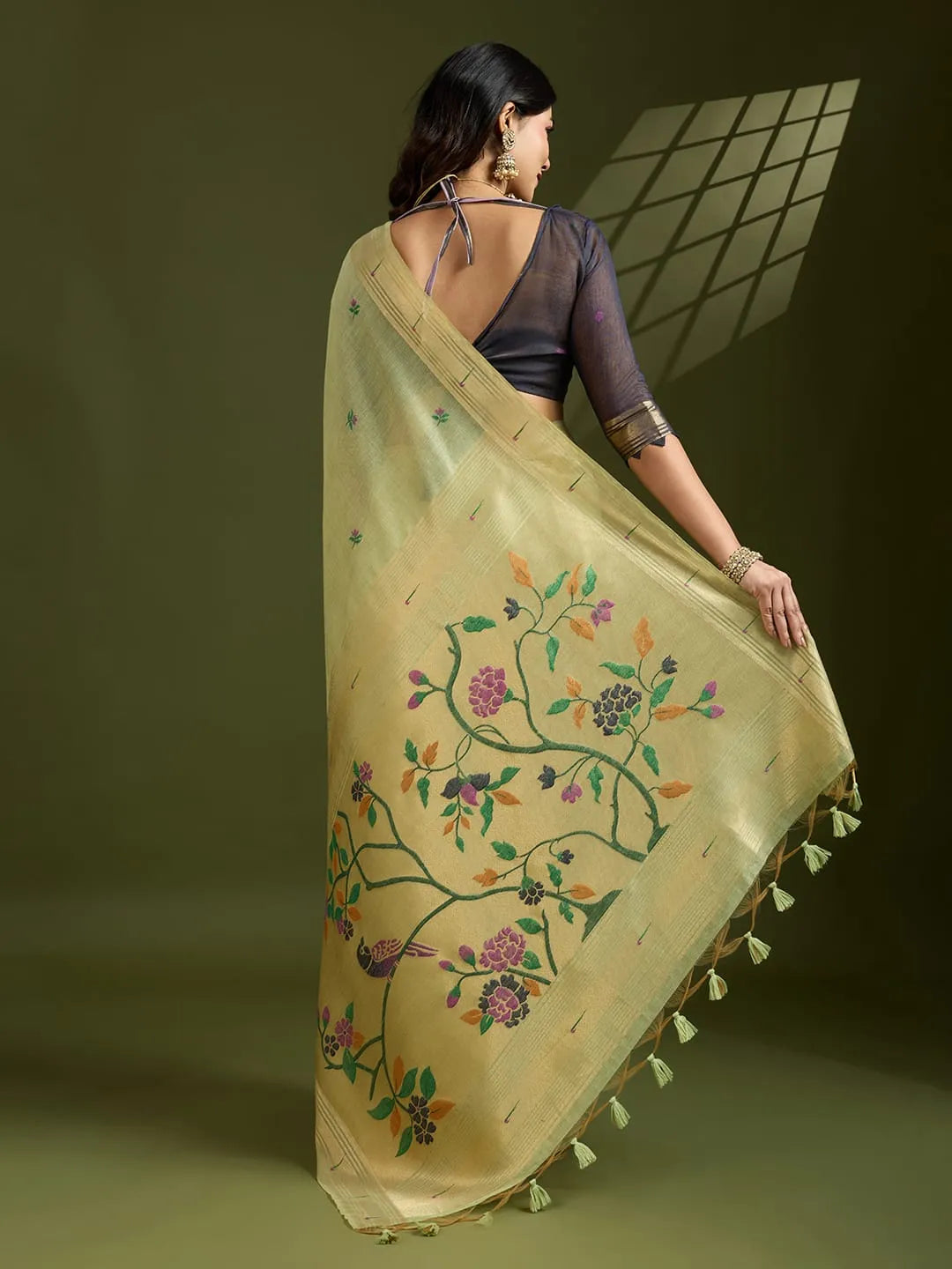 Soft Muga Cotton Paithani Saree