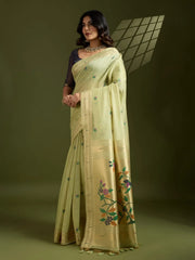 Soft Muga Cotton Paithani Saree