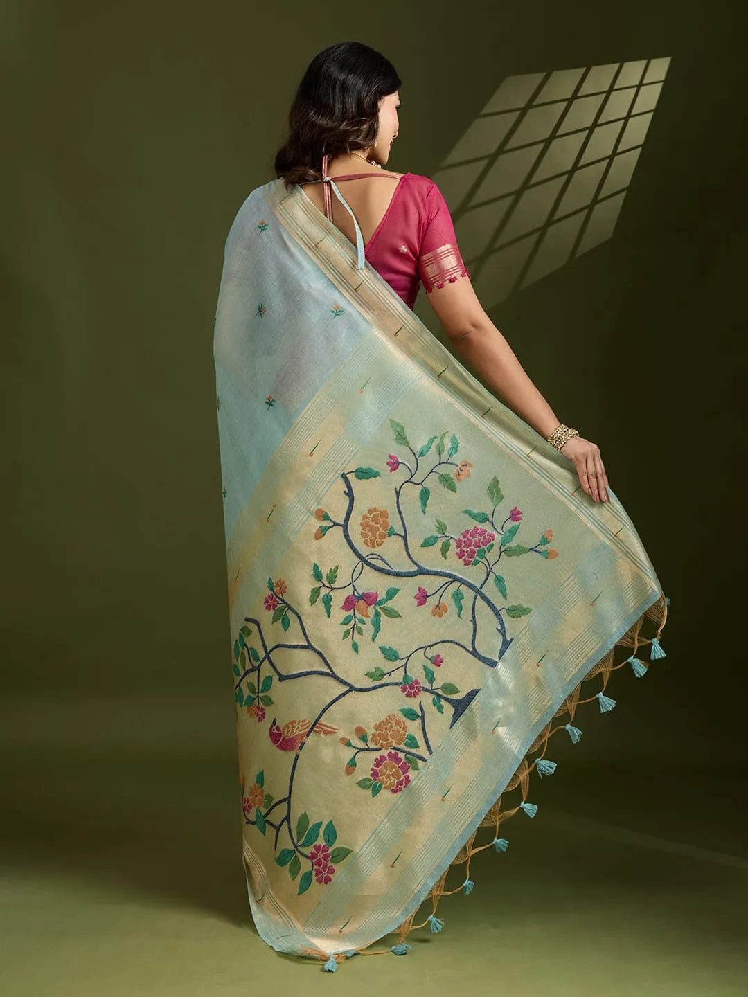 Soft Muga Cotton Paithani Saree