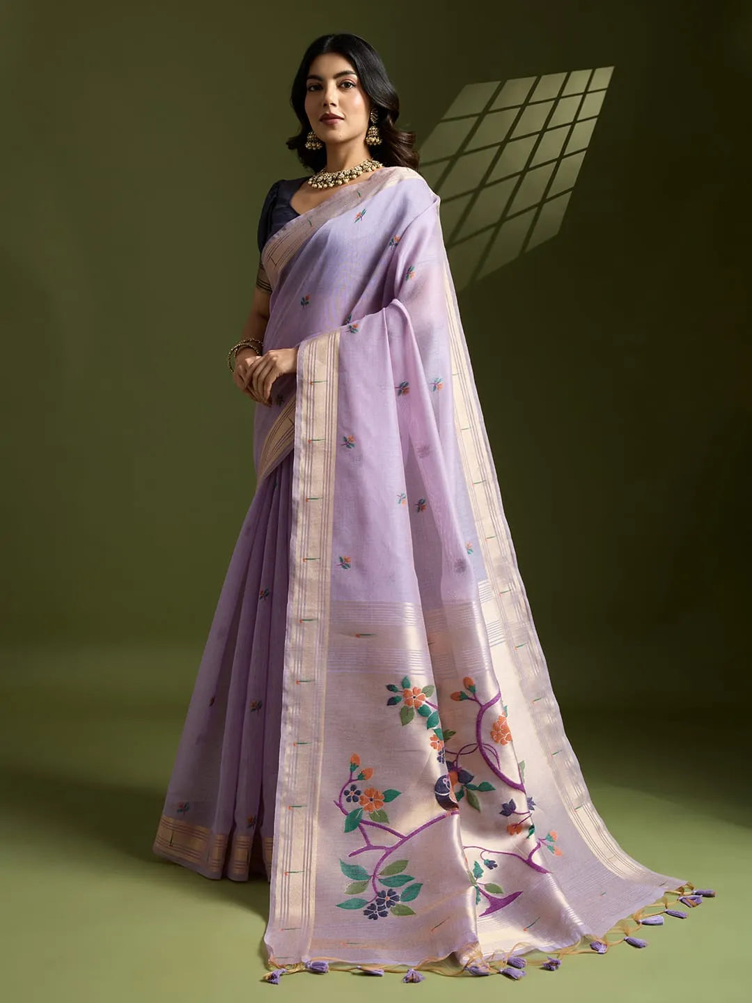 Soft Muga Cotton Paithani Saree