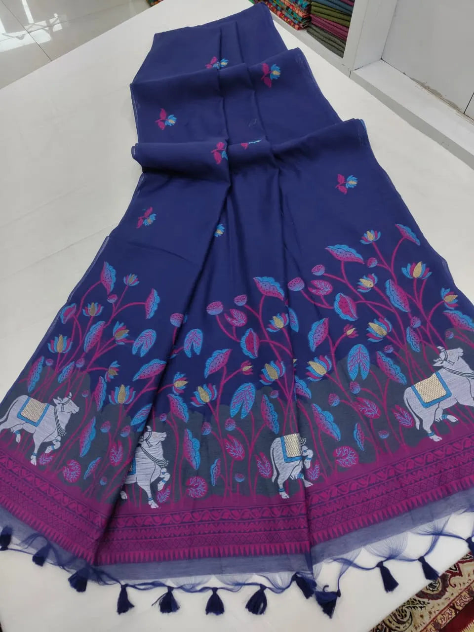 Soft Muga Cotton Pichwai Saree