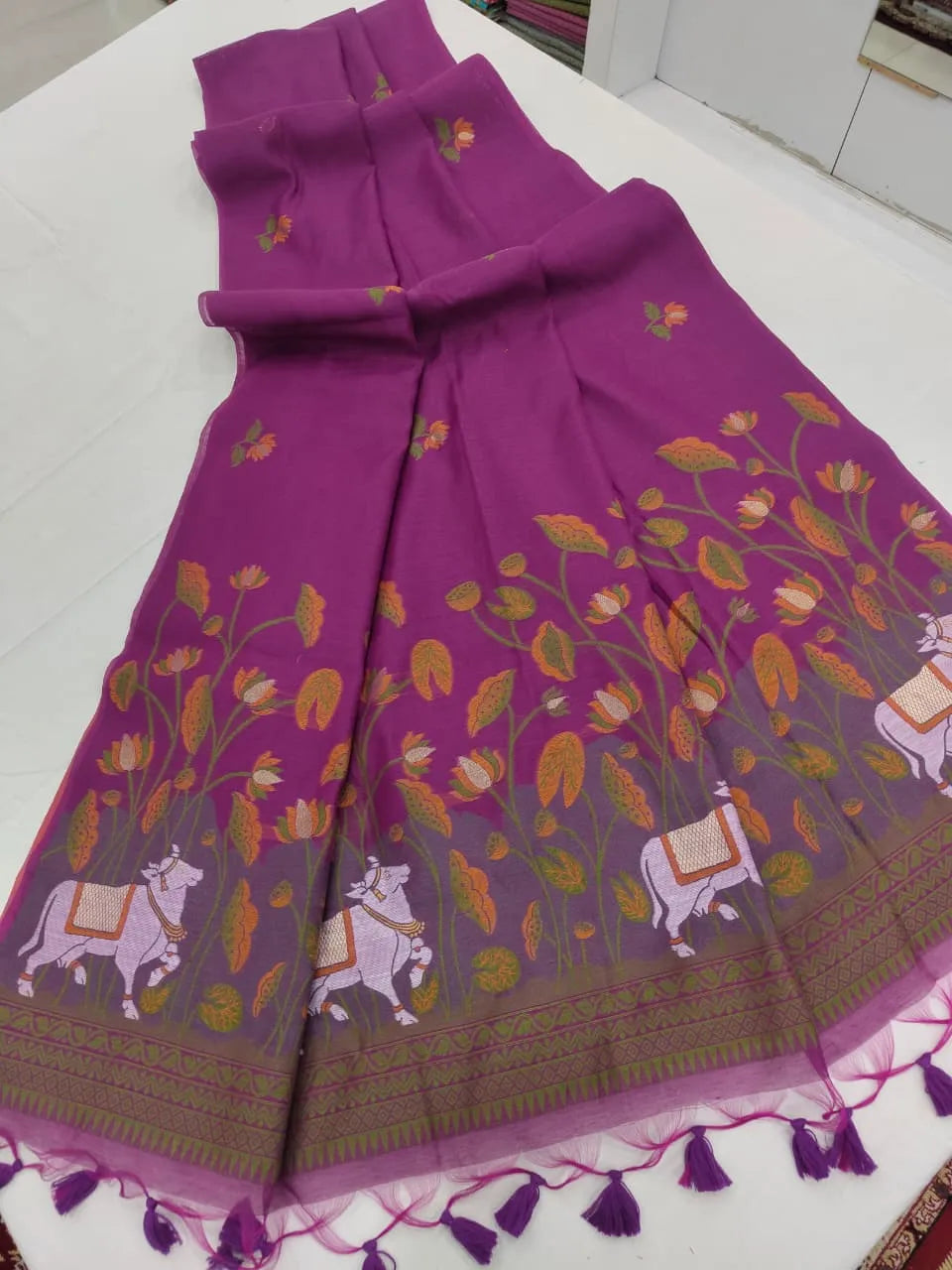 Soft Muga Cotton Pichwai Saree