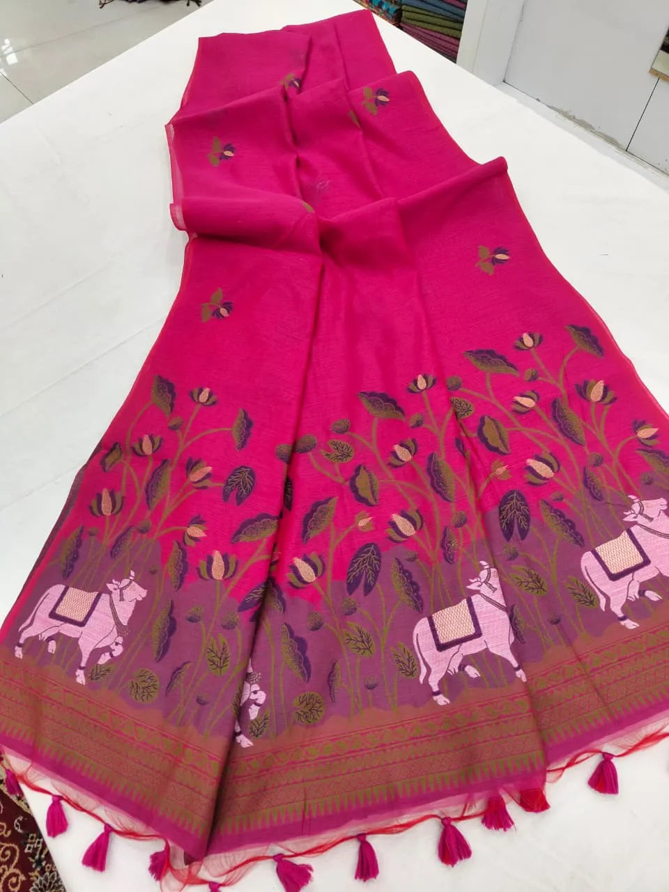 Soft Muga Cotton Pichwai Saree