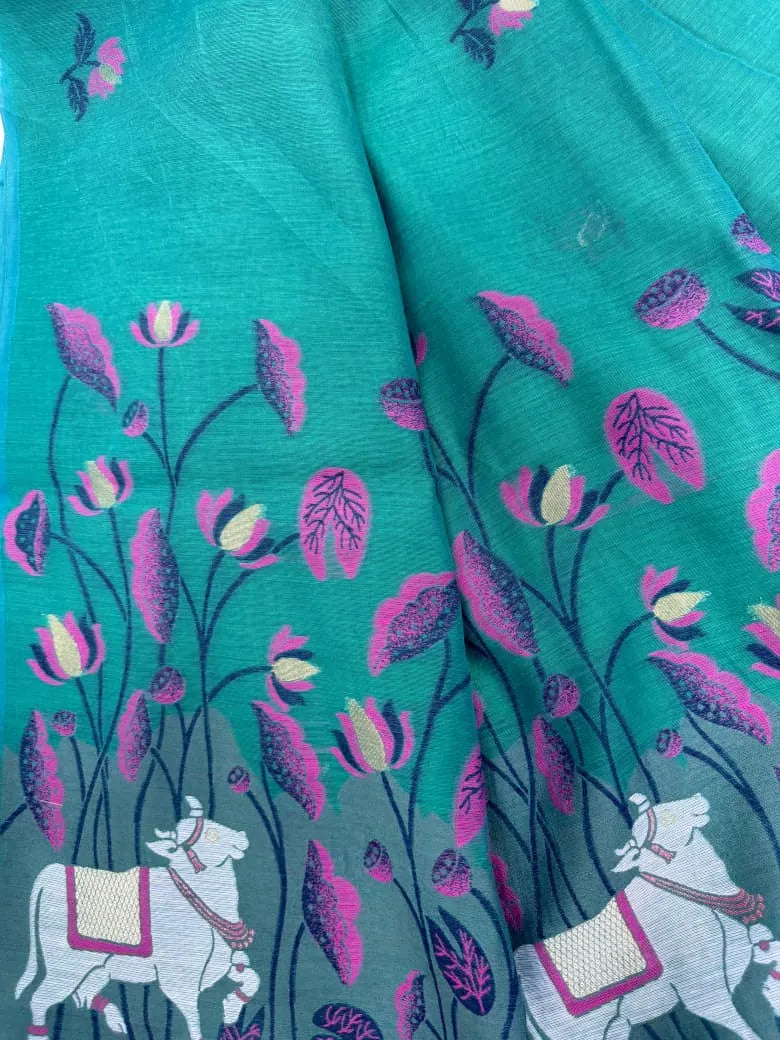 Soft Muga Cotton Pichwai Saree