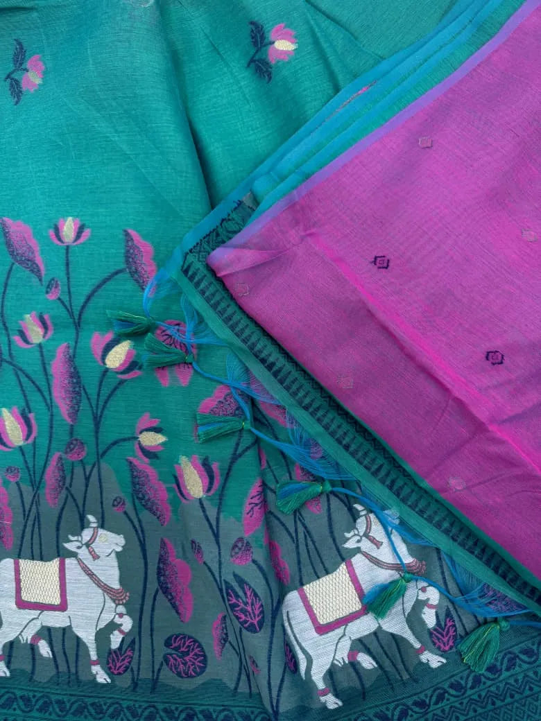Soft Muga Cotton Pichwai Saree
