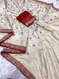 Khadi Georgette Banarasi Doorga Pooja Saree