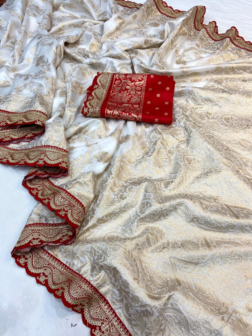 Khadi Georgette Banarasi Doorga Pooja Saree