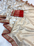 Khadi Georgette Banarasi Doorga Pooja Saree