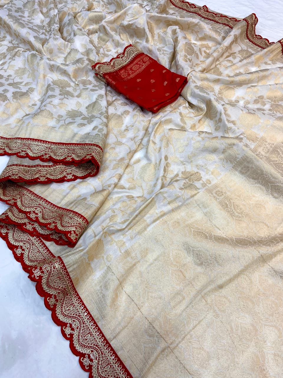 Khadi Georgette Banarasi Doorga Pooja Saree