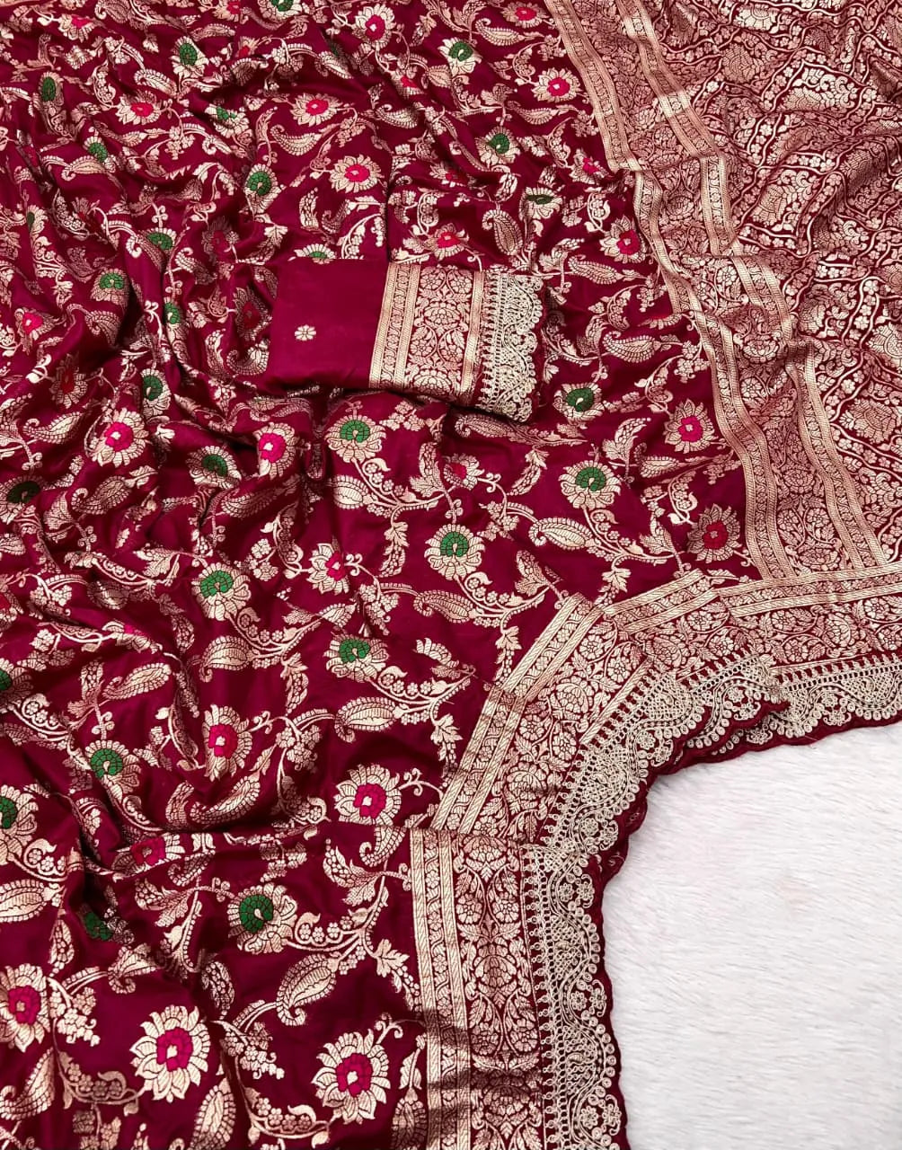 Khadi Dola Cotton Meenakari Bridal Saree