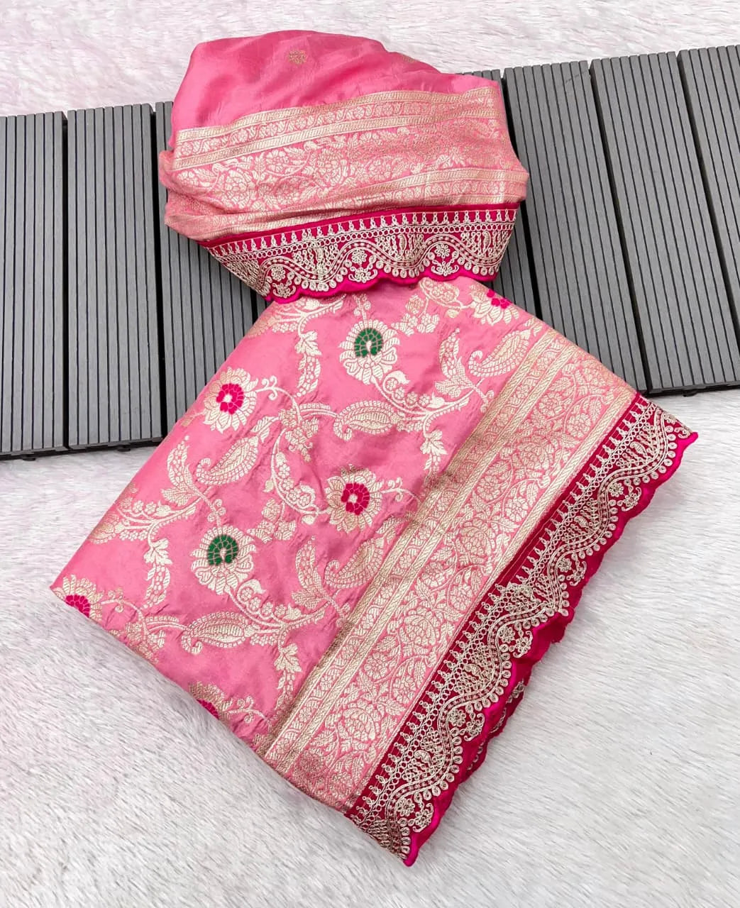 Khadi Dola Cotton Meenakari Bridal Saree
