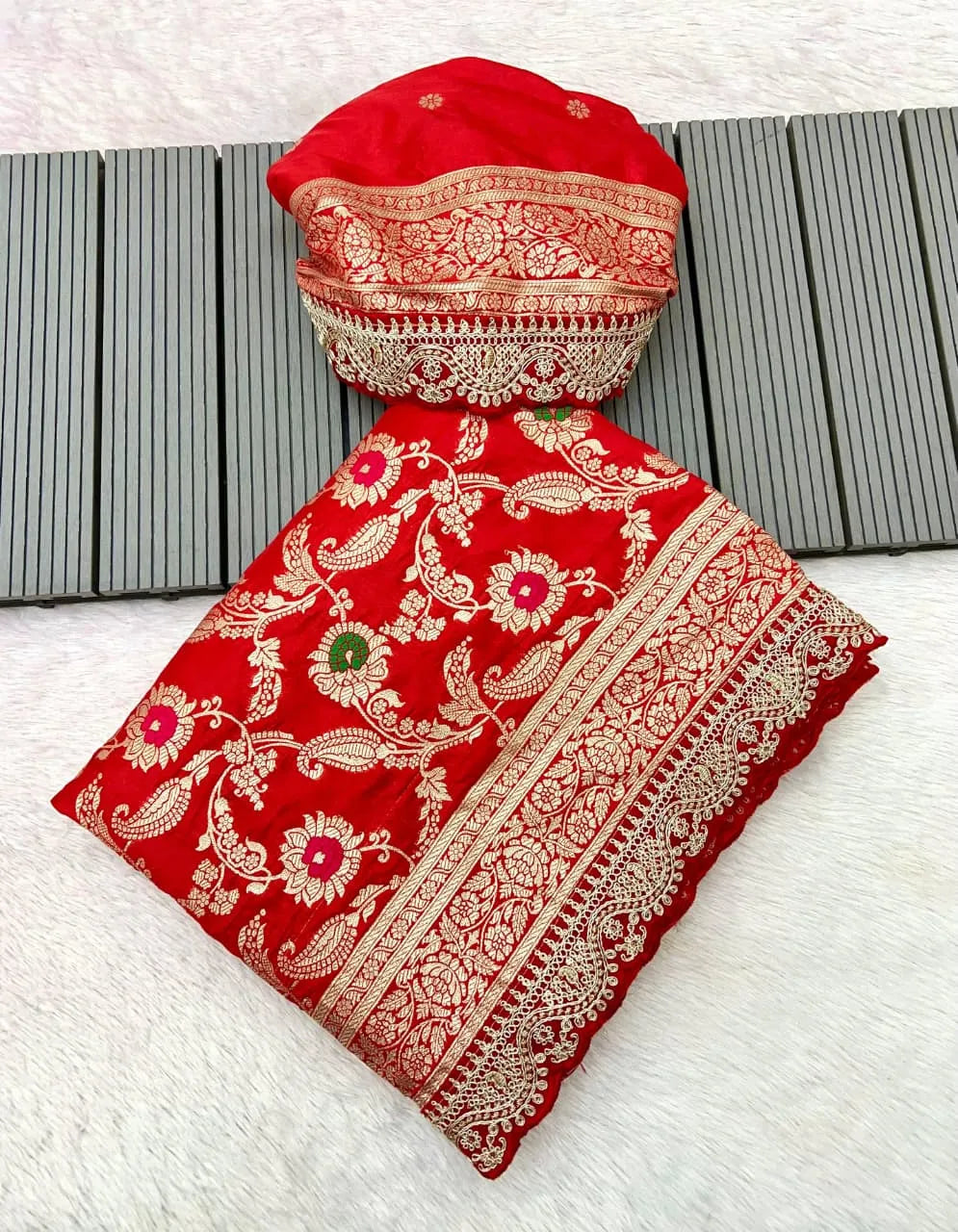 Khadi Dola Cotton Meenakari Bridal Saree