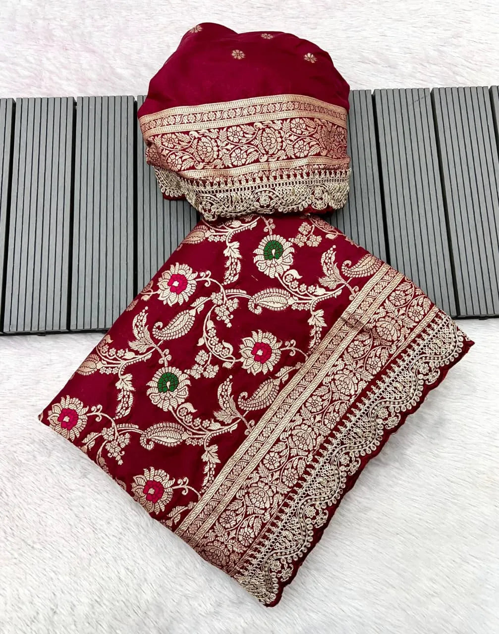 Khadi Dola Cotton Meenakari Bridal Saree