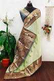 Banarsai Peacock & Parrot Weaving Paithani Saree