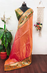 Banarsai Peacock & Parrot Weaving Paithani Saree