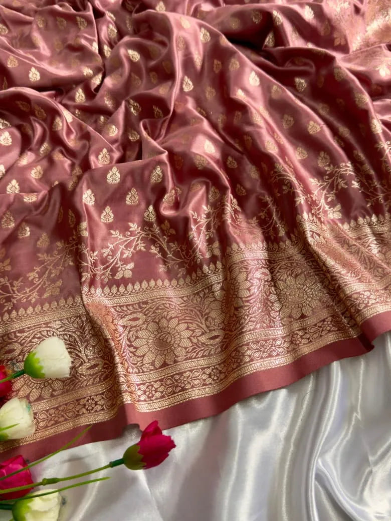 Satin Mushroo Katan Banarasi Silk Saree