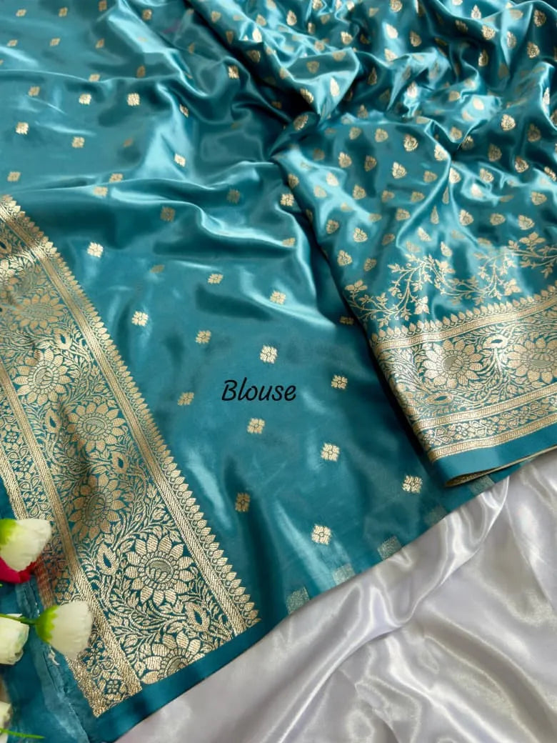 Satin Mushroo Katan Banarasi Silk Saree
