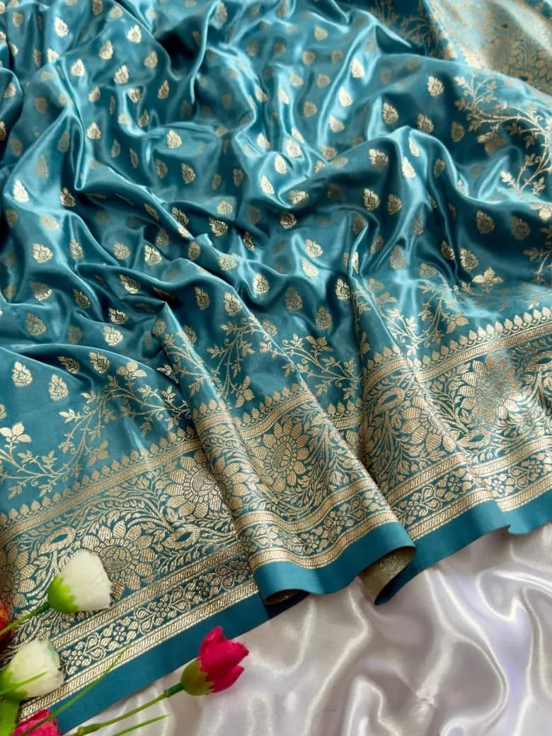 Satin Mushroo Katan Banarasi Silk Saree