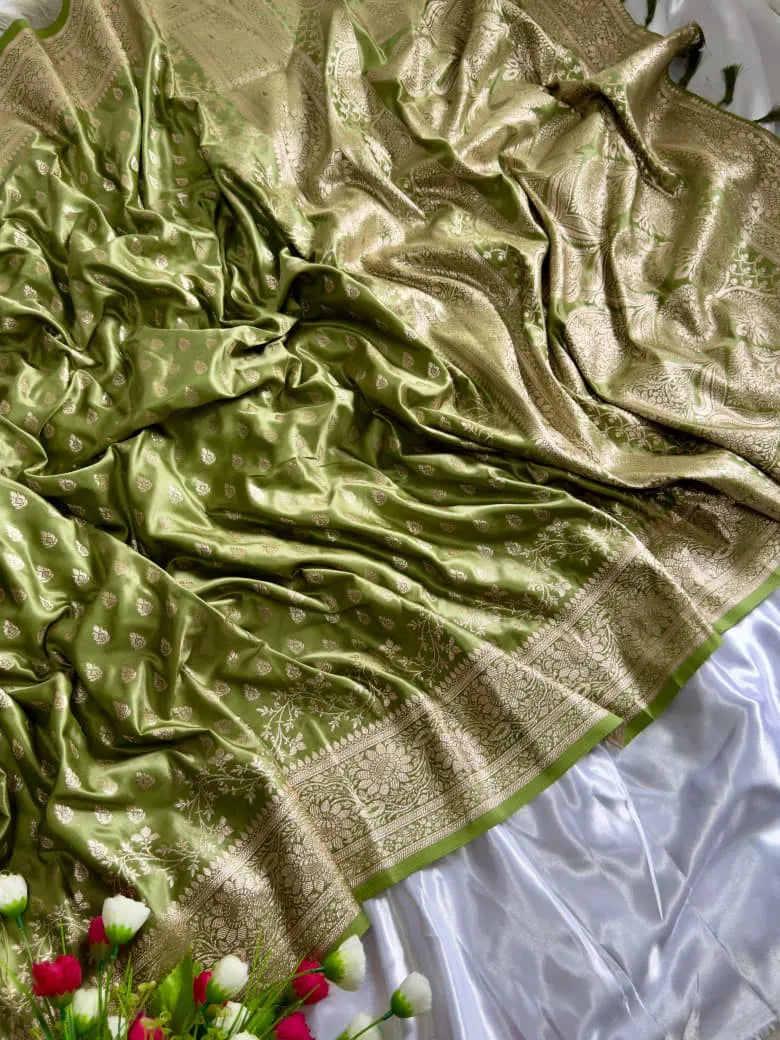 Satin Mushroo Katan Banarasi Silk Saree