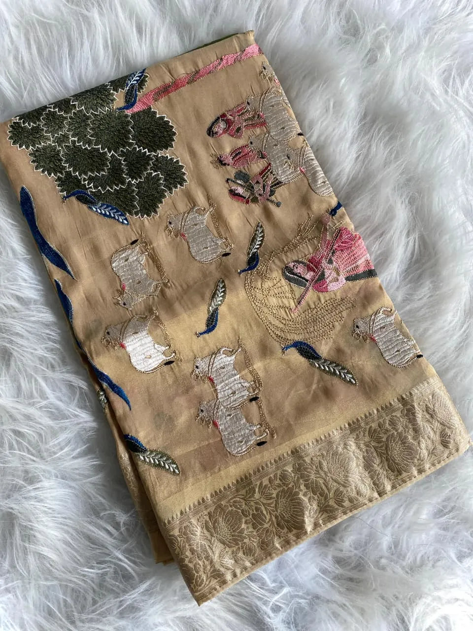 Premium Embroidery Pichwai Designer Saree