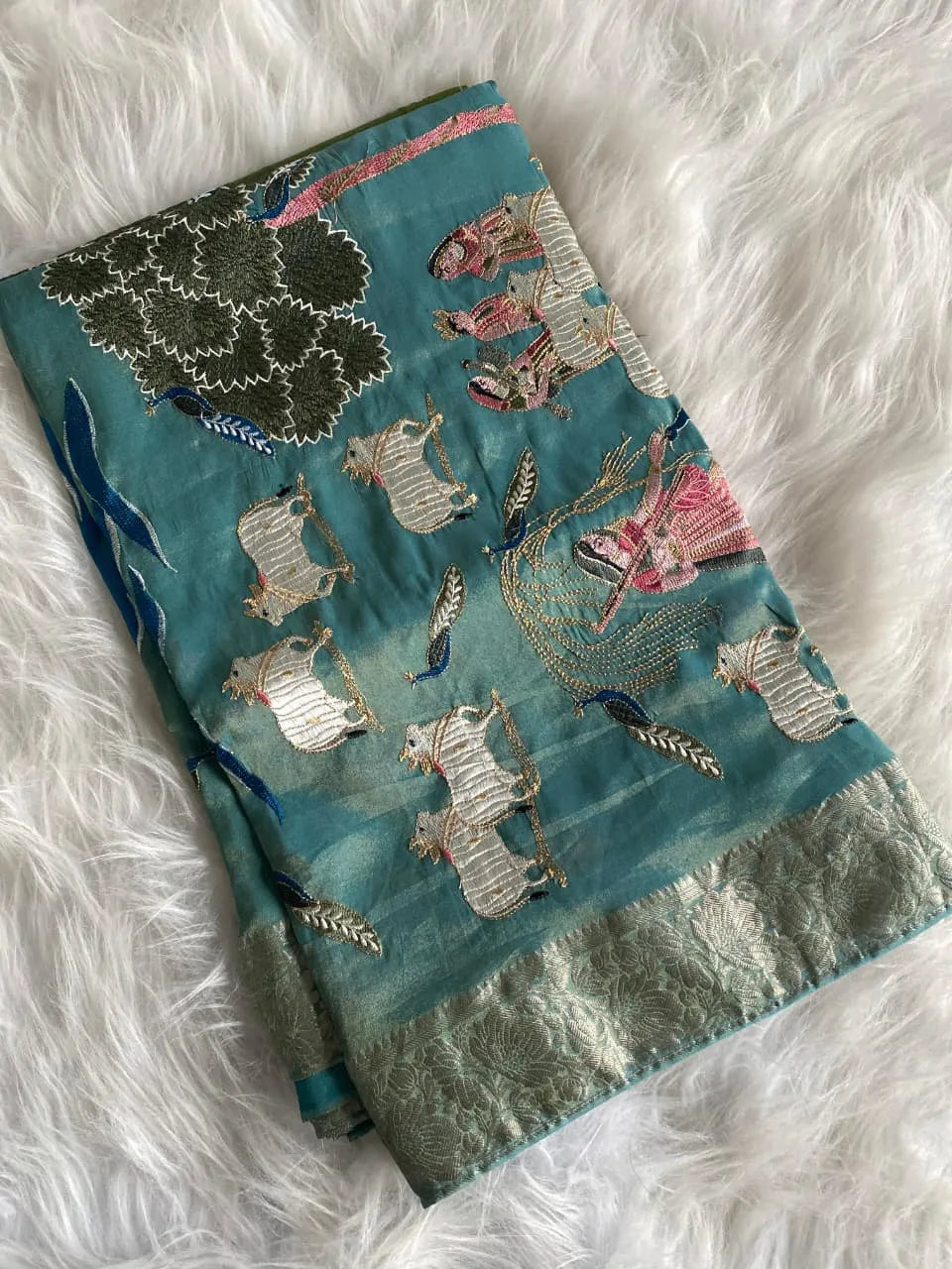 Premium Embroidery Pichwai Designer Saree