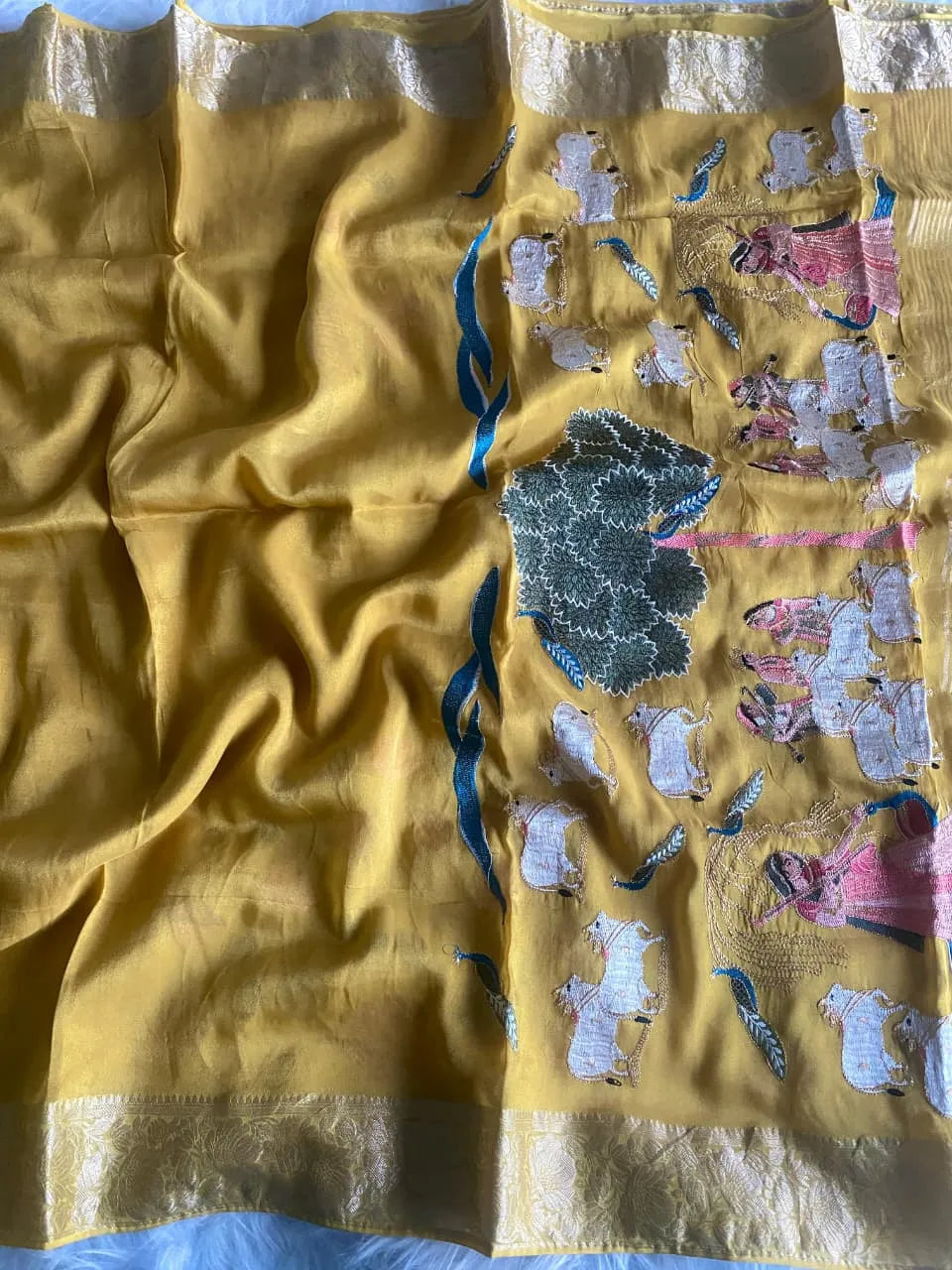 Premium Embroidery Pichwai Designer Saree