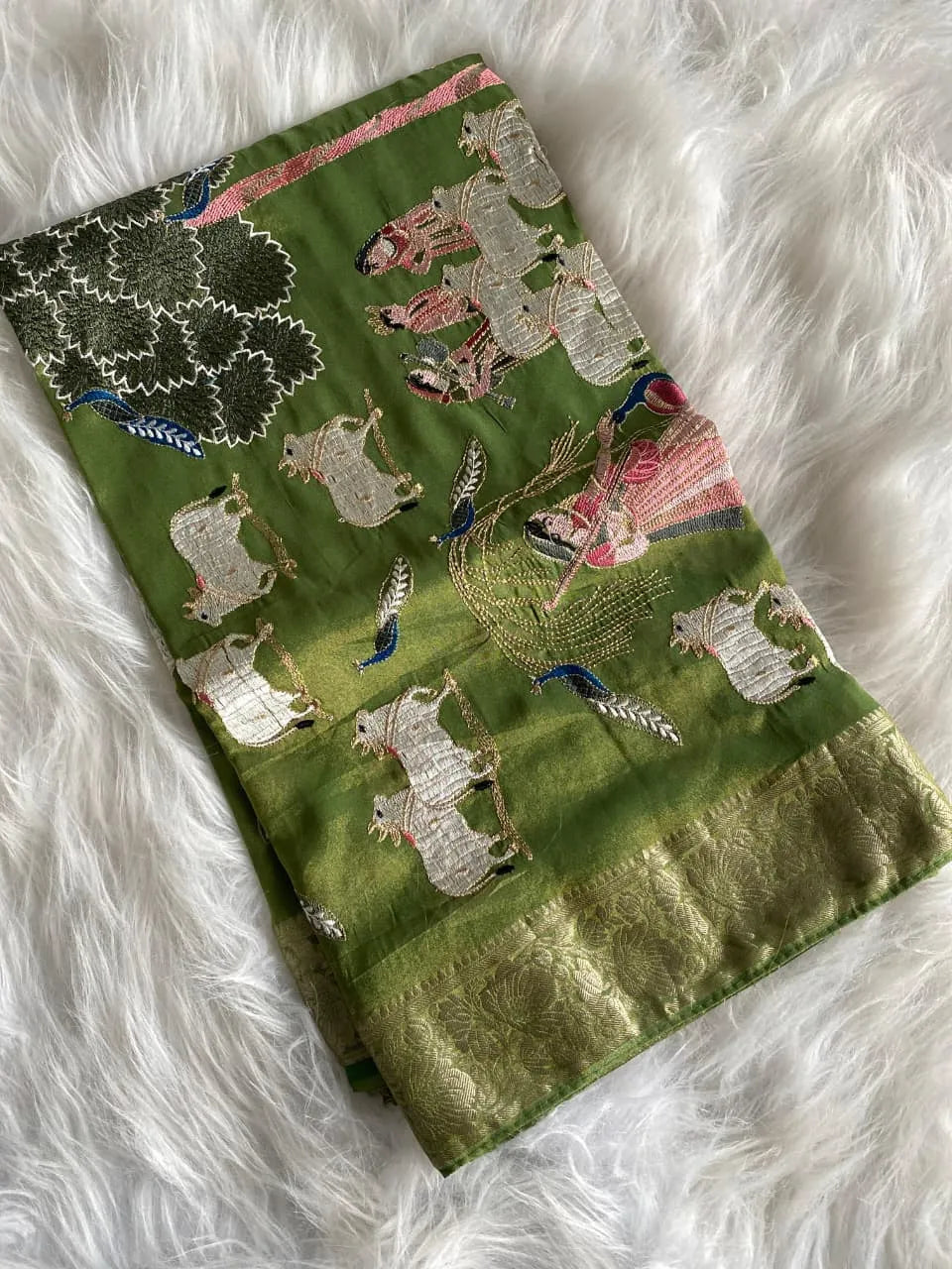 Premium Embroidery Pichwai Designer Saree