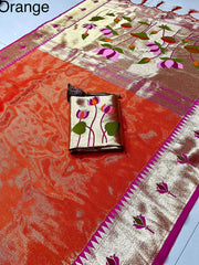 Soft Kanchipuram Tissue Silk Lotus Paithani Saree