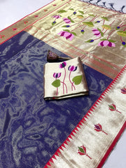 Soft Kanchipuram Tissue Silk Lotus Paithani Saree