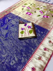 Soft Kanchipuram Tissue Silk Lotus Paithani Saree