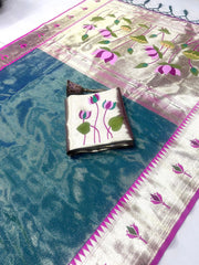 Soft Kanchipuram Tissue Silk Lotus Paithani Saree