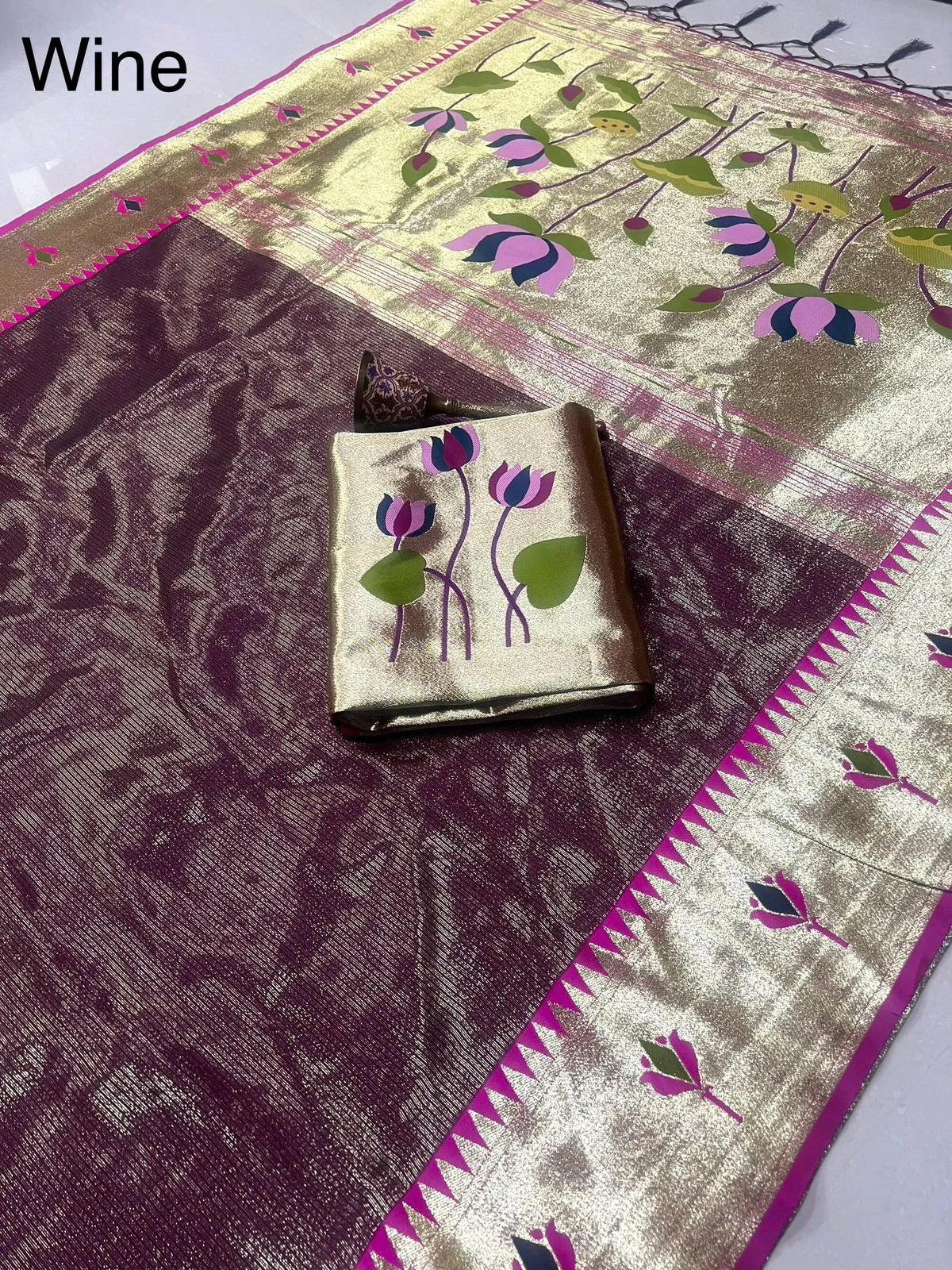Soft Kanchipuram Tissue Paithani Lotus Silk Saree