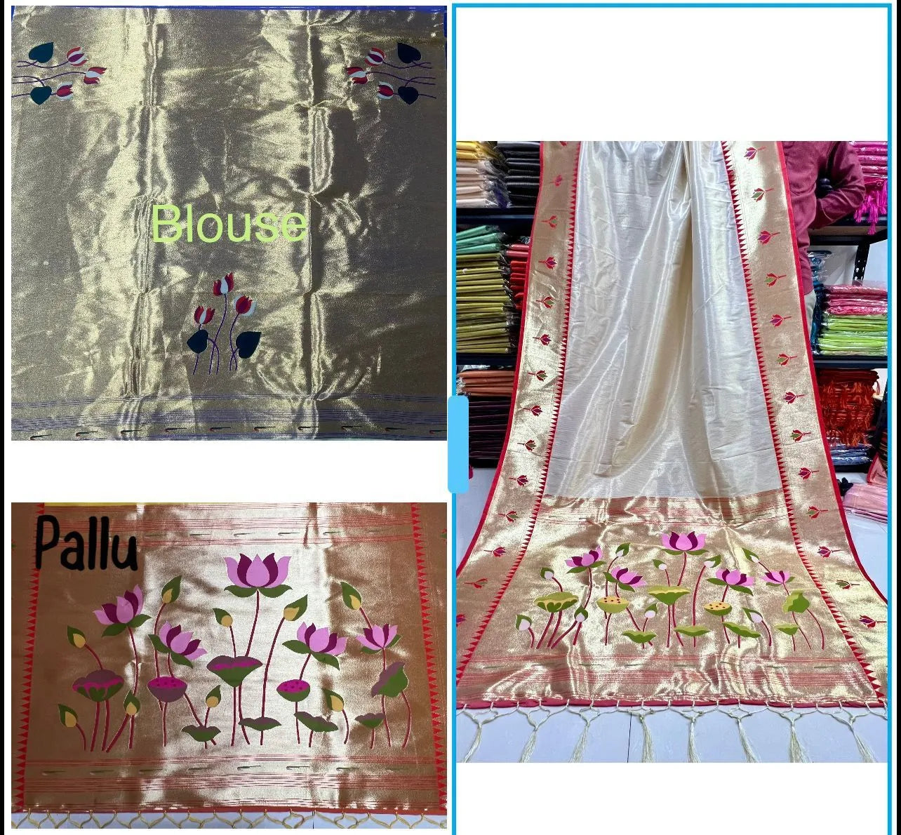 Soft Kanchipuram Tissue Paithani Lotus Silk Saree