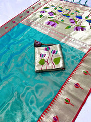 Soft Kanchipuram Tissue Silk Lotus Paithani Saree