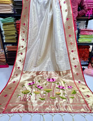 Soft Kanchipuram Tissue Silk Lotus Paithani Saree