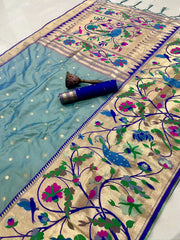 Soft Kanchipuram Tissue Peacock Paithani Silk Saree