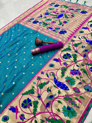 Soft Kanchipuram Tissue Peacock Paithani Silk Saree