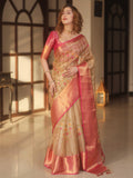 Banarasi Handwoven Embroidery Tissue Saree