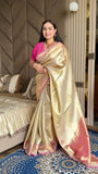 Soft Tissue Silk Kaju Katli Saree