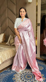 Banarasi Tissue Silk Pastel Pink Saree