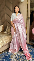 Banarasi Tissue Silk Pastel Pink Saree