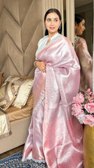 Banarasi Tissue Silk Pastel Pink Saree