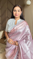 Banarasi Tissue Silk Pastel Pink Saree