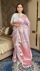 Banarasi Tissue Silk Pastel Pink Saree