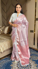 Banarasi Tissue Silk Pastel Pink Saree
