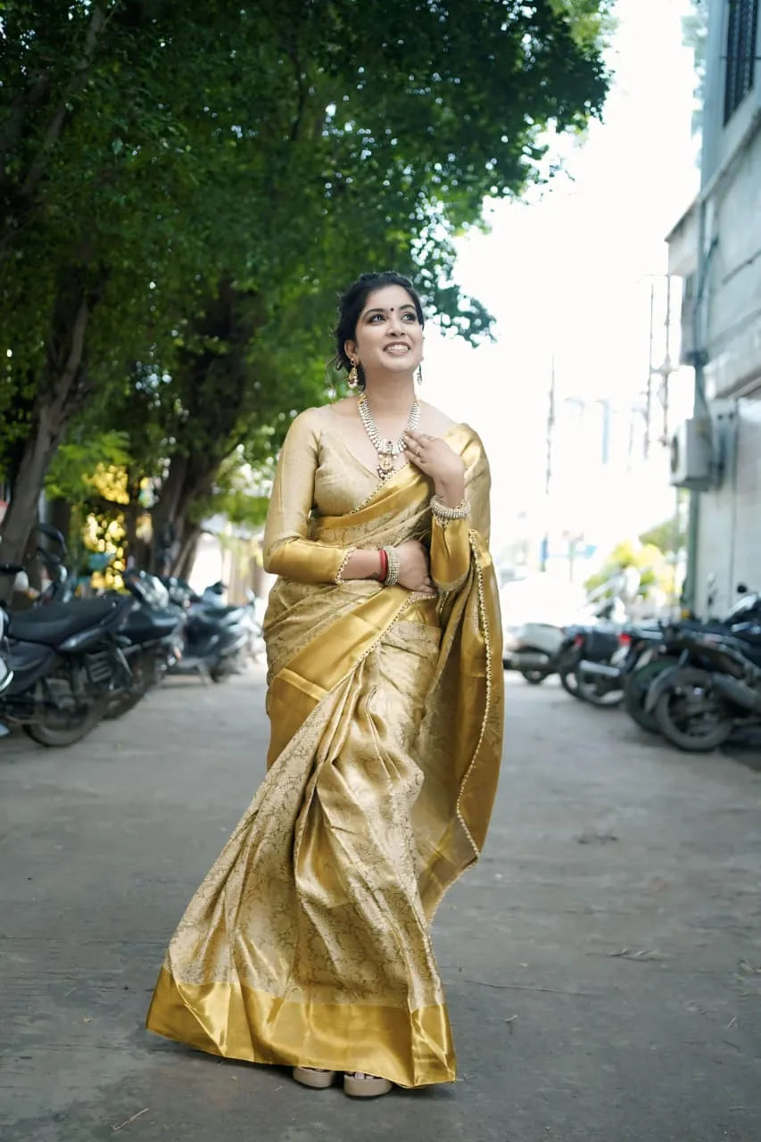 Inspired by Nita ji, Golden Tissue Silk Saree