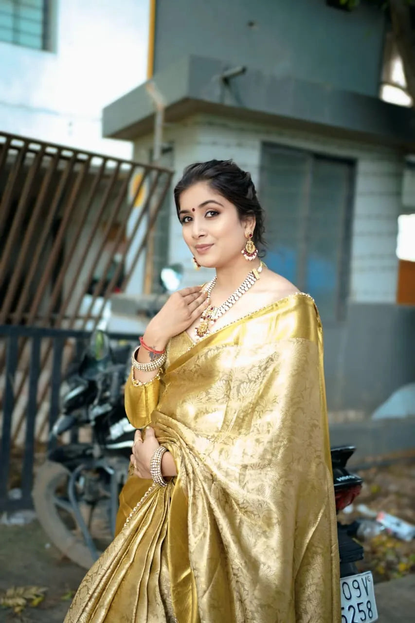 Inspired by Nita ji, Golden Tissue Silk Saree