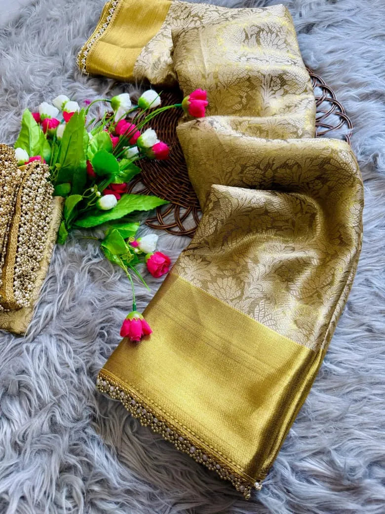 Inspired by Nita ji, Golden Tissue Silk Saree