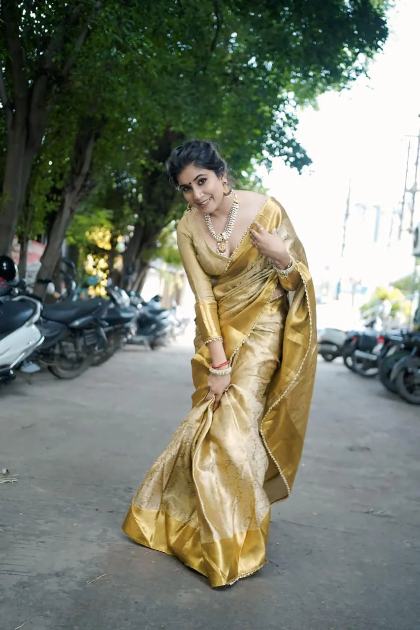 Inspired by Nita ji, Golden Tissue Silk Saree